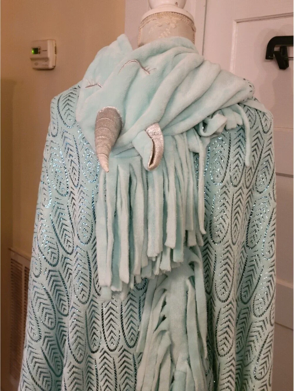 Justice  Hooded Unicorn  Blanket/robe Aqua/ Green Silver Accent Snuggie One Size